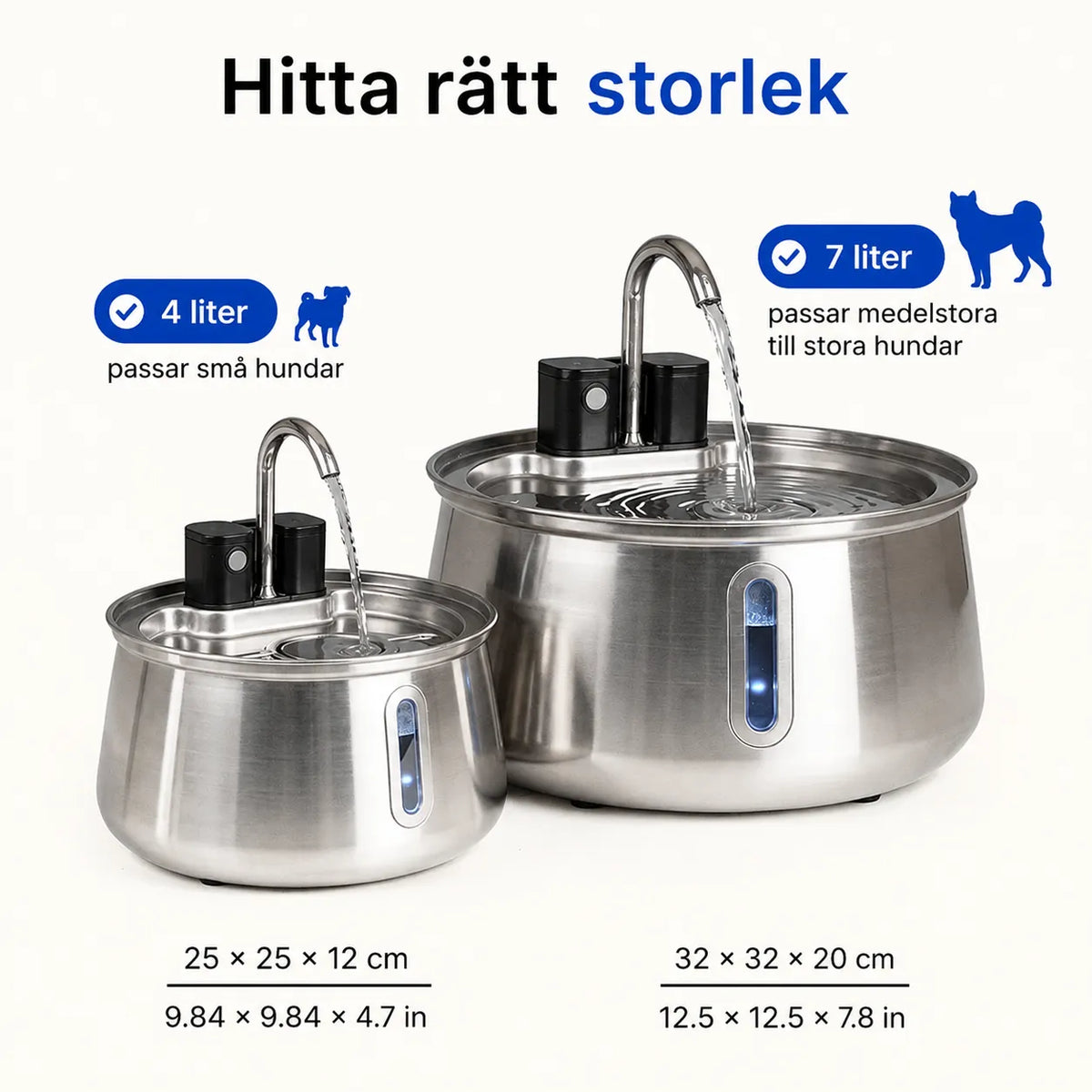 Rinnande Hundfontän med Trippelfiltrering